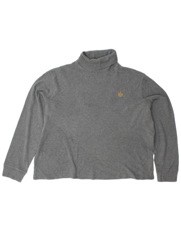 RALPH LAUREN Womens Roll Neck Jumper Sweater UK 18 XL Grey Cotton