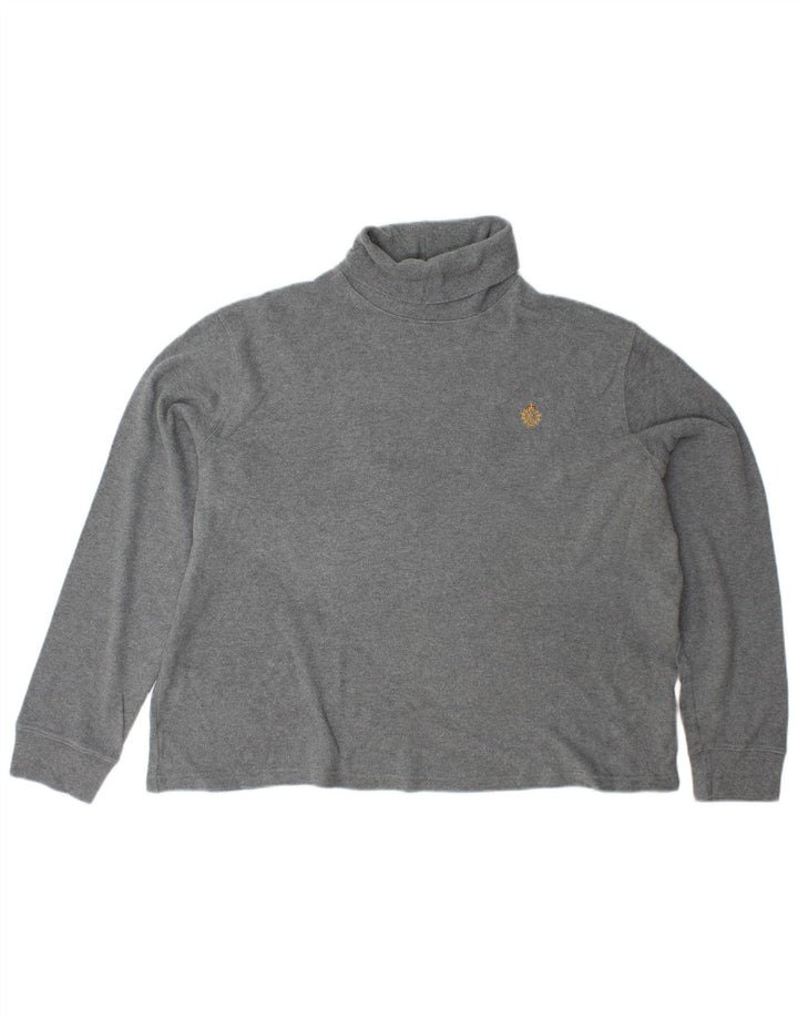 RALPH LAUREN Womens Roll Neck Jumper Sweater UK 18 XL Grey Cotton