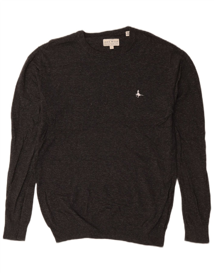Jack Wills Mens Crew Neck Jumper Sweater Small Grey Cotton