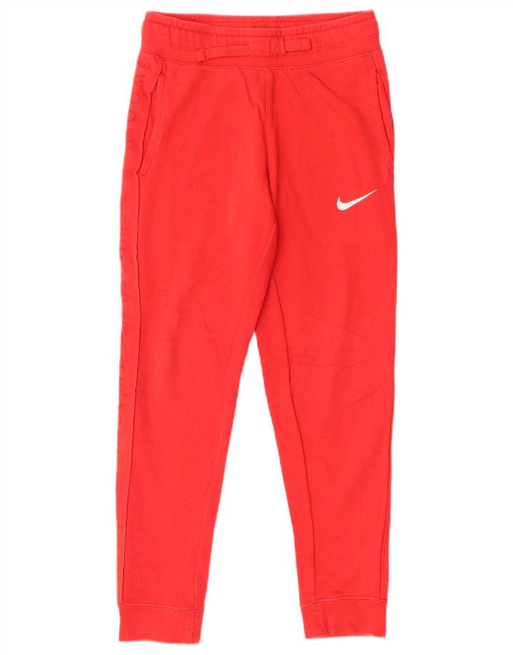 Nike Boys Swoosh Graphic Tracksuit Trousers Joggers 8-9 Years Small Red