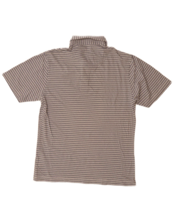 PENGUIN Mens Heritage Slim Fit Polo Shirt Small Beige Striped Cotton