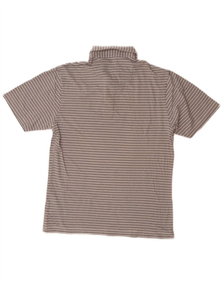 PENGUIN Mens Heritage Slim Fit Polo Shirt Small Beige Striped Cotton