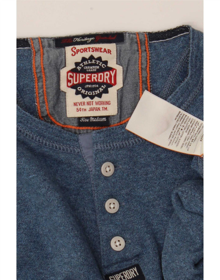 Superdry Mens Top Long Sleeve Medium Blue Cotton