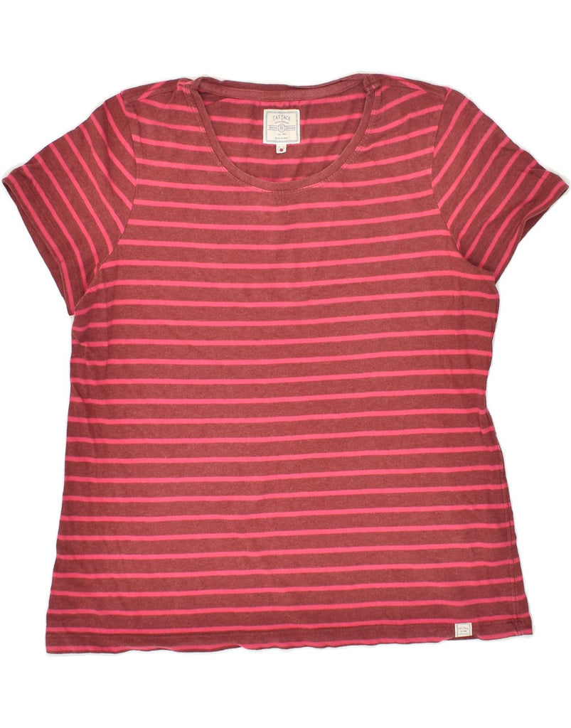 FAT FACE Womens T-Shirt Top UK 10 Small Maroon Striped Cotton | Vintage Fat Face | Thrift | Second-Hand Fat Face | Used Clothing | Messina Hembry 