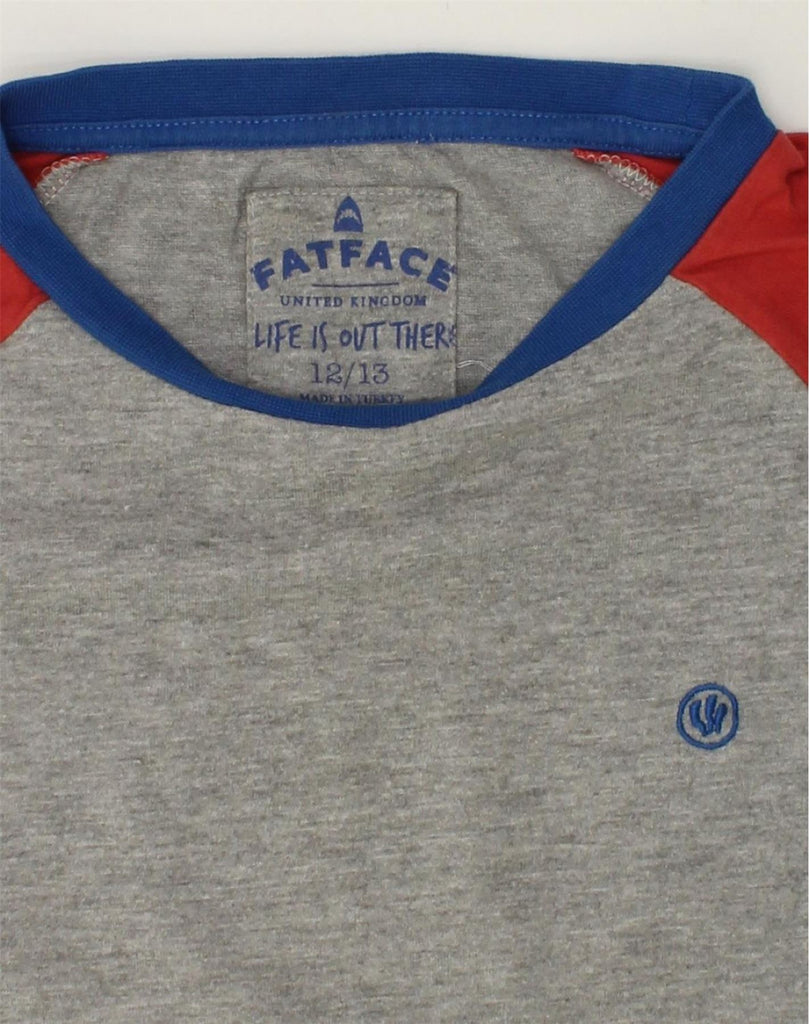 FAT FACE Boys Top Long Sleeve 12-13 Years Grey Colourblock Cotton | Vintage Fat Face | Thrift | Second-Hand Fat Face | Used Clothing | Messina Hembry 