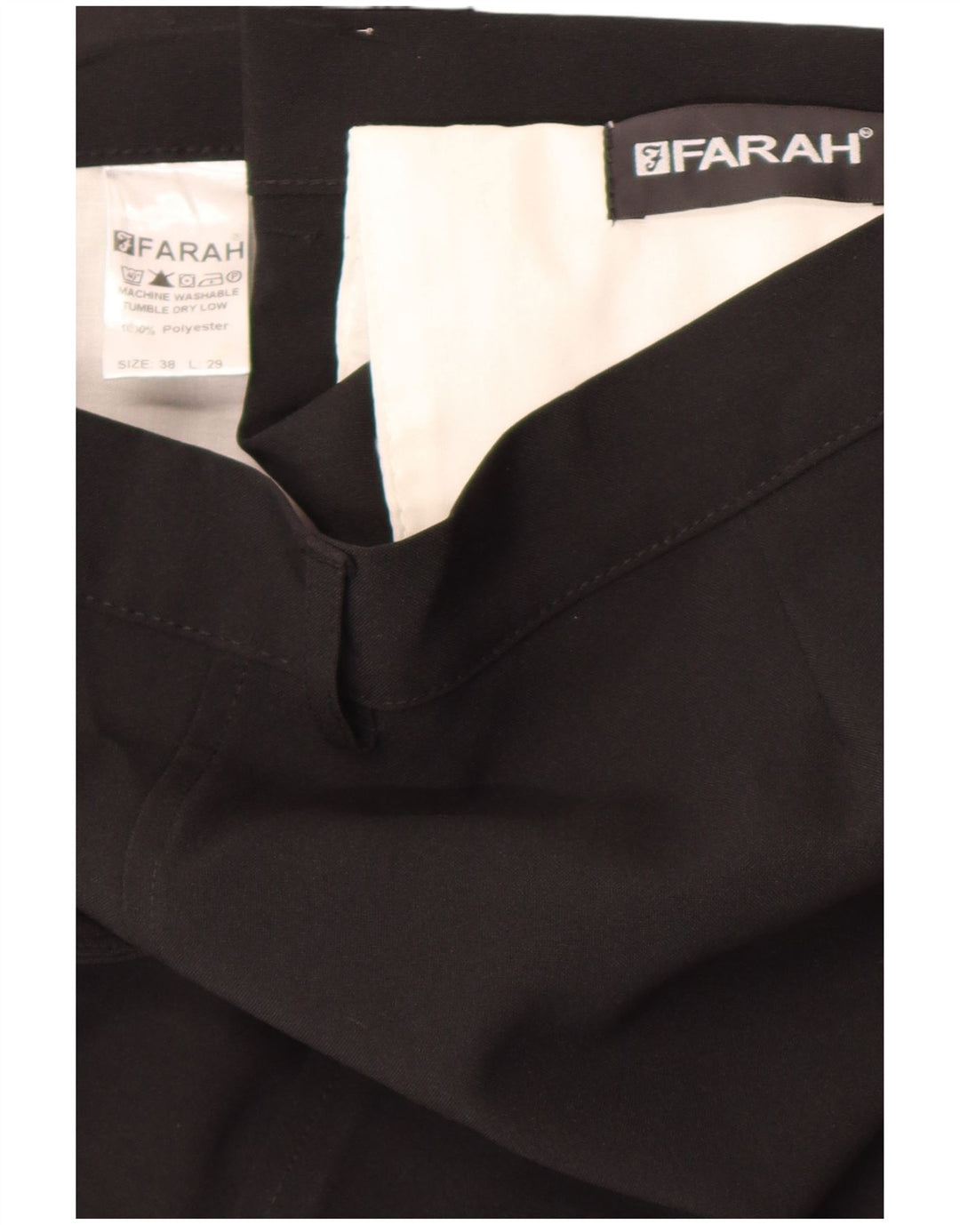 Farah Mens Straight Casual Trousers W38 L29 Black Polyester