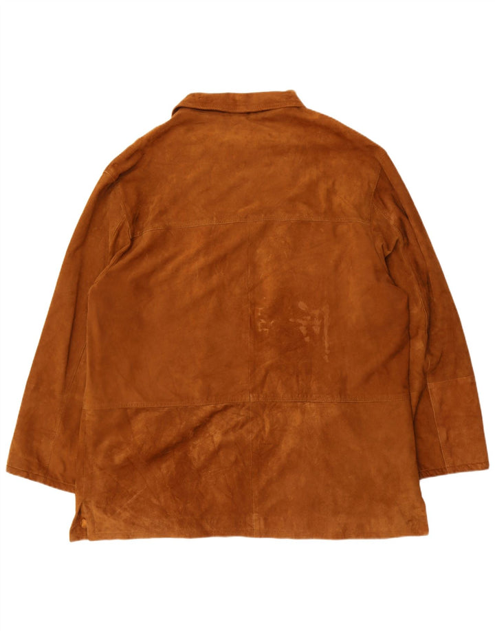 Vintage Mens Suede Jacket Size 62 4XL Brown Leather