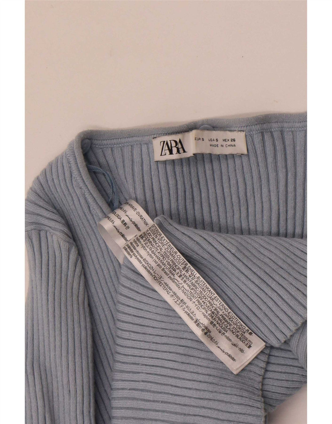 Zara Womens Crop Top UK 8 Small Blue Nylon