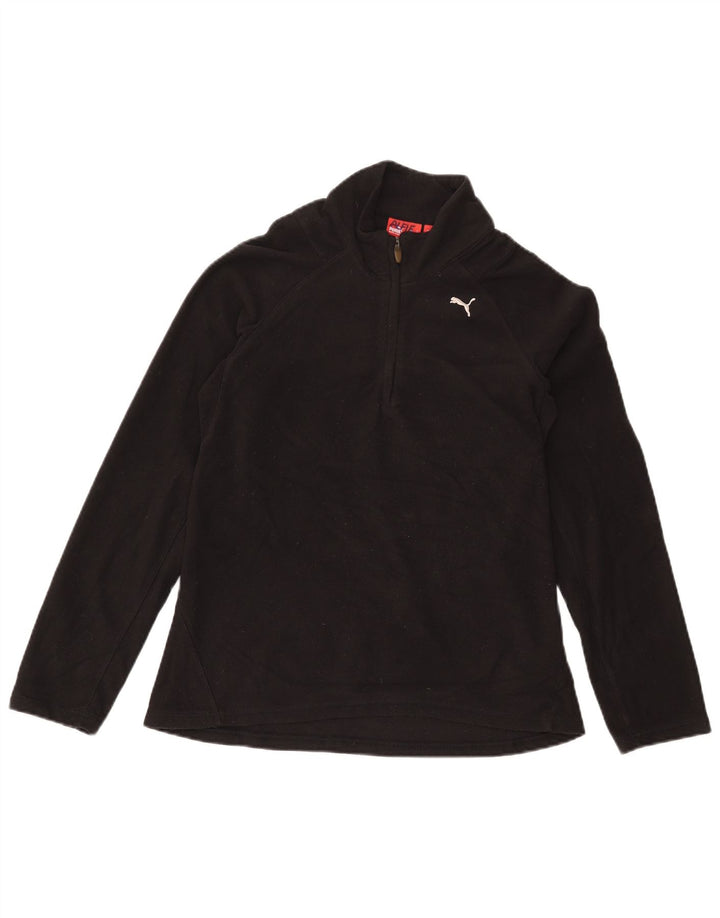Puma Womens Zip Neck Fleece Jumper UK 12 Medium Black Polyester