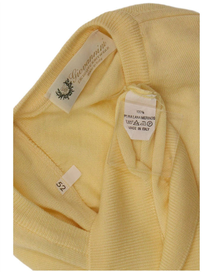 Vintage Mens Vest Tank Top IT 52 Large Yellow Merino Wool