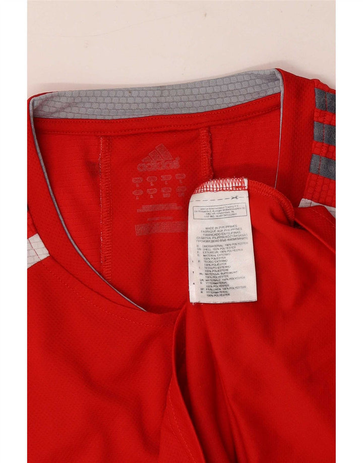 Adidas Mens Short Sleeve Regular T-Shirt Top Large Red Colourblock