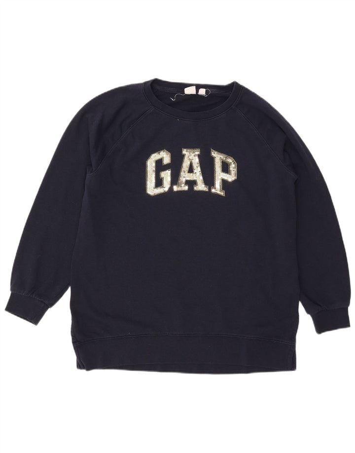 Gap Womens Graphic Oversized Sweatshirt Jumper UK 10 Small Navy Blue Cotton
