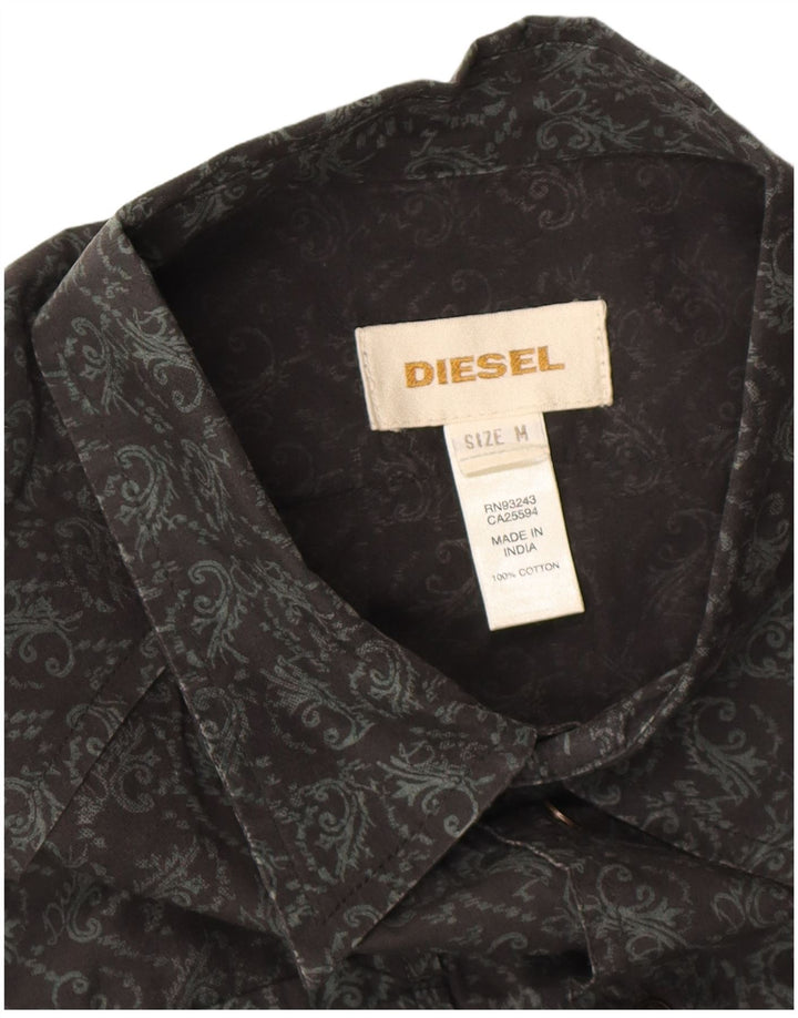 Diesel Mens Shirt Medium Black Paisley Cotton
