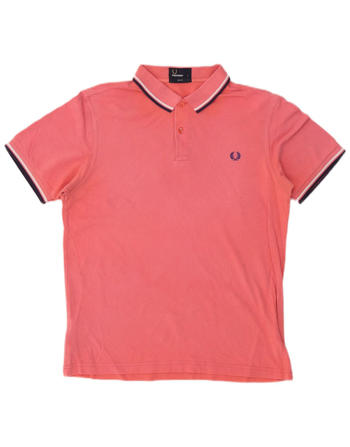 Fred Perry Mens Slim Fit Polo Shirt Large Pink Cotton