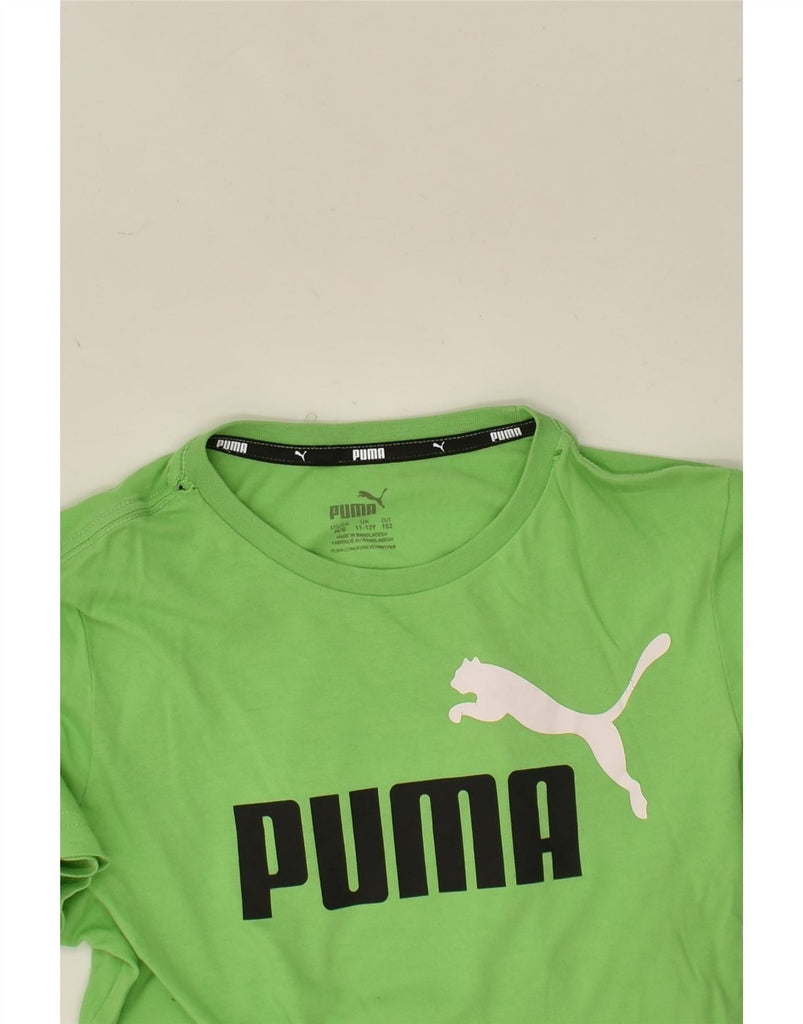 PUMA Boys Graphic T-Shirt Top 11-12 Years Green Cotton | Vintage Puma | Thrift | Second-Hand Puma | Used Clothing | Messina Hembry 