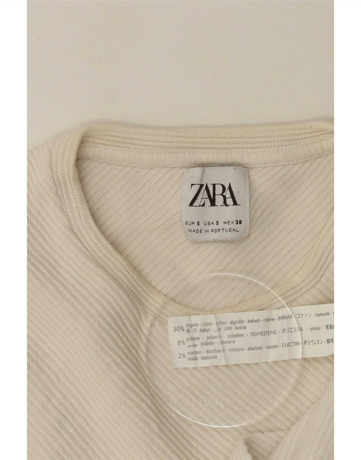 Zara Mens Top Long Sleeve Small White Cotton