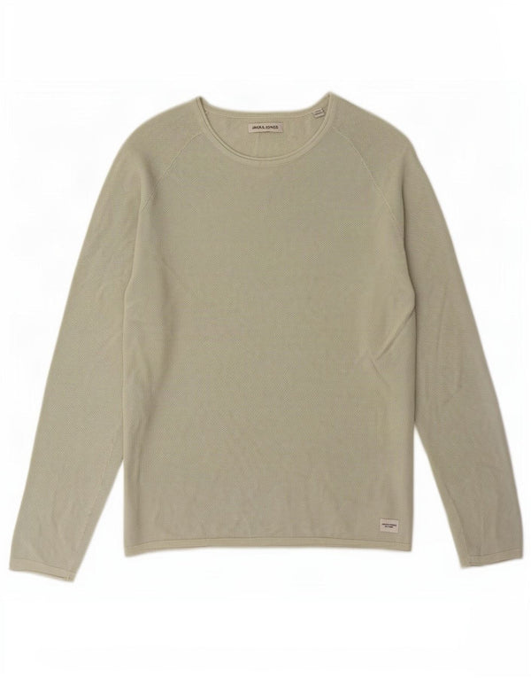 Jack & Jones Mens Boat Neck Jumper Sweater Medium Green Cotton