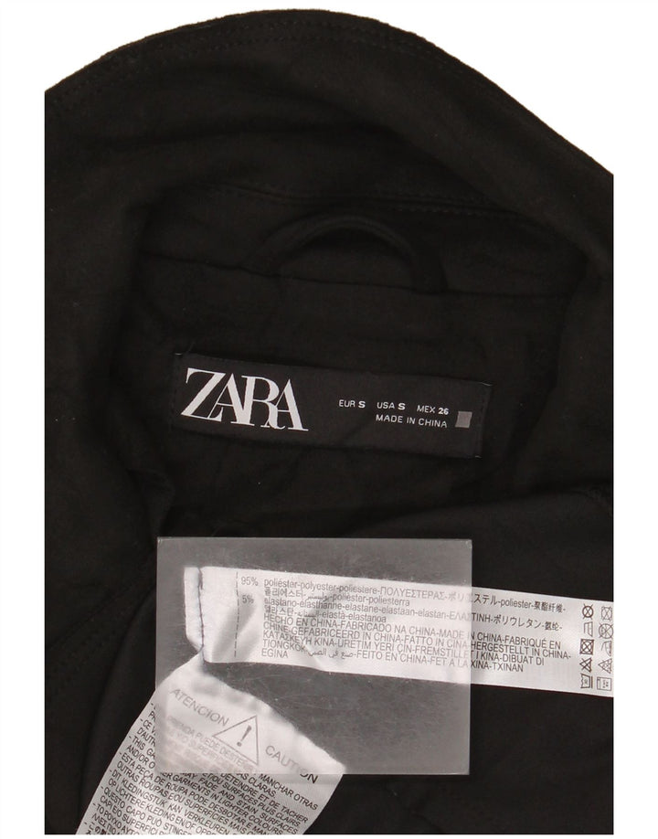 Zara Womens Double Breasted Longline Gilet UK 10 Small Black Polyester