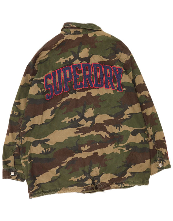 Superdry Womens Graphic Utility Jacket UK 14 Large Khaki Camouflage