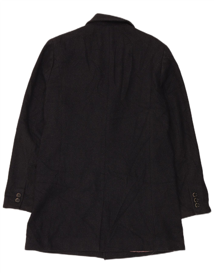 Ted Baker Mens Overcoat Size 5 XL Black Spotted Wool