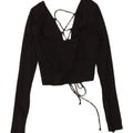ZARA Womens Crop Long Sleeve Blouse Top UK 12 Medium Black Viscose Vintage Zara and Second-Hand Zara from Messina Hembry 