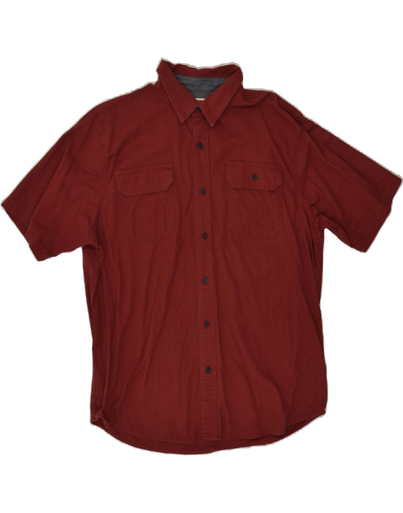 WRANGLER Mens Comfort Fit Short Sleeve Shirt Large Maroon Cotton | Vintage Wrangler | Thrift | Second-Hand Wrangler | Used Clothing | Messina Hembry 