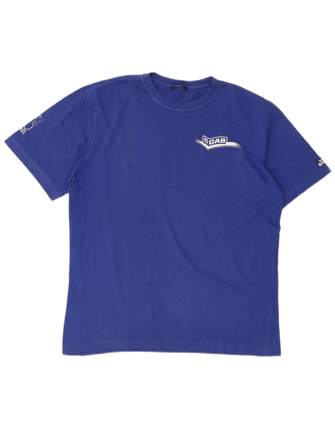 GAS Mens Graphic T-Shirt Top Large Blue Cotton