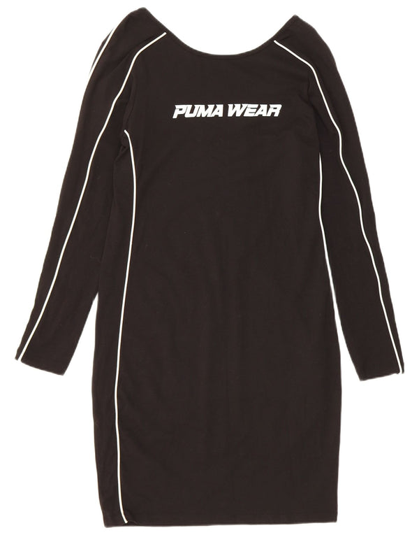 Puma Womens Graphic Long Sleeve T-Shirt Dress UK 10 Small Black Cotton