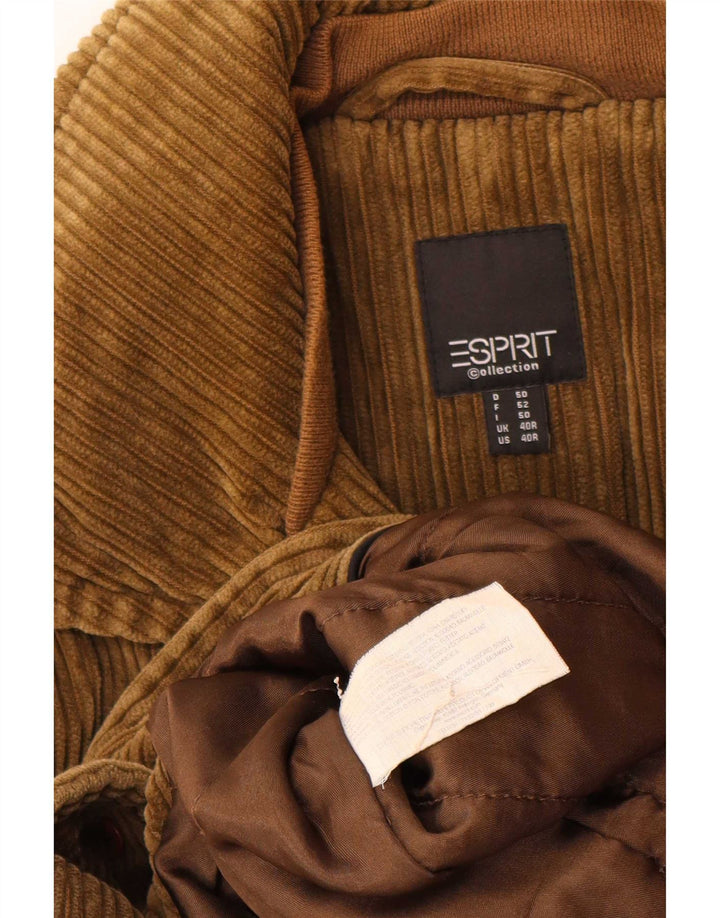 Esprit Mens 4 Button Corduroy Coat UK 40 Large Brown Cotton