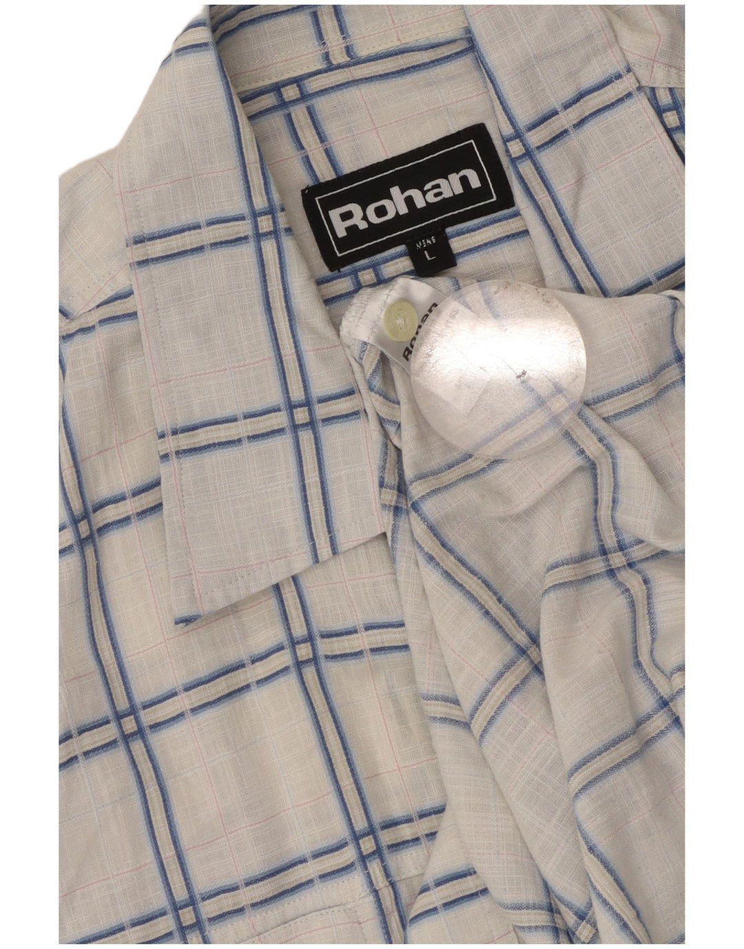 Rohan Mens Short Sleeve Shirt Large White Check Polyester