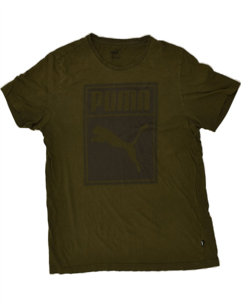 PUMA Mens Graphic T-Shirt Top Large Khaki Cotton | Vintage Puma | Thrift | Second-Hand Puma | Used Clothing | Messina Hembry 