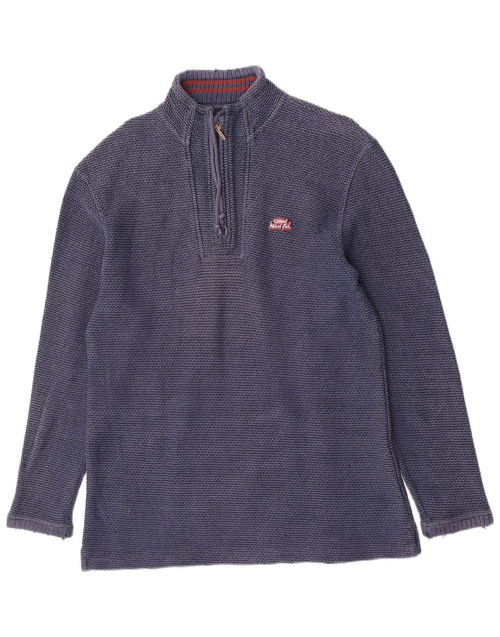Weird Fish Mens Zip Neck Sweatshirt Jumper Large Navy Blue