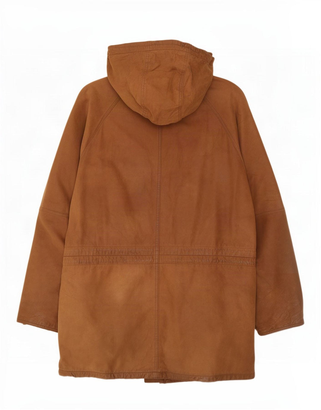 Vintage Mens Hooded Leather Coat UK 40 Large Brown