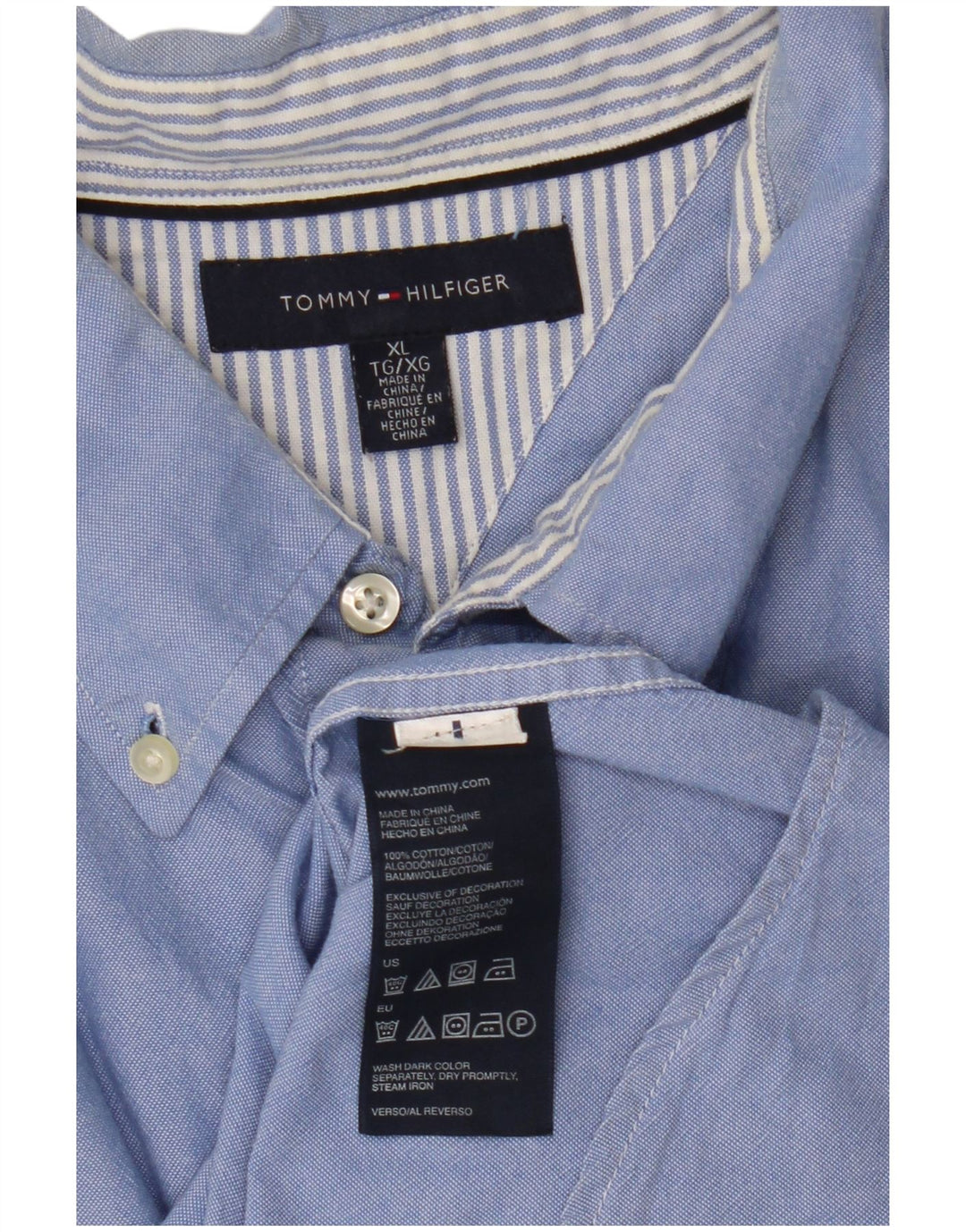 TOMMY HILFIGER Mens Short Sleeve Shirt XL Blue Cotton