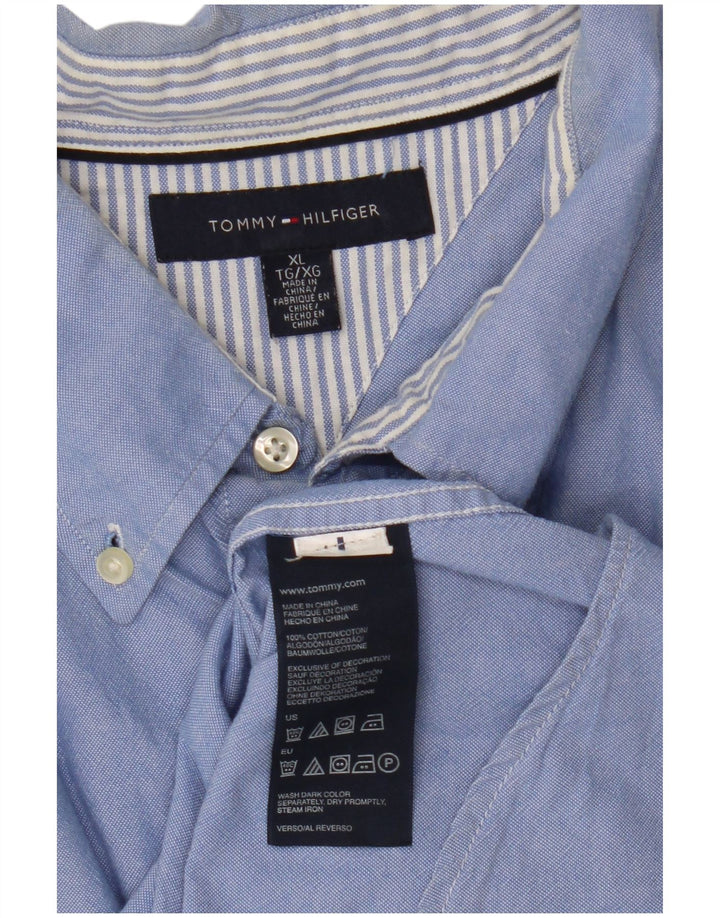 TOMMY HILFIGER Mens Short Sleeve Shirt XL Blue Cotton