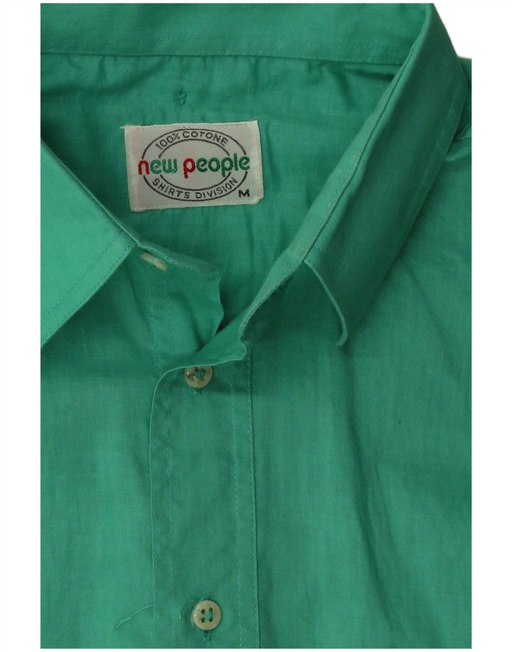 Vintage Mens Short Sleeve Shirt Medium Green Cotton
