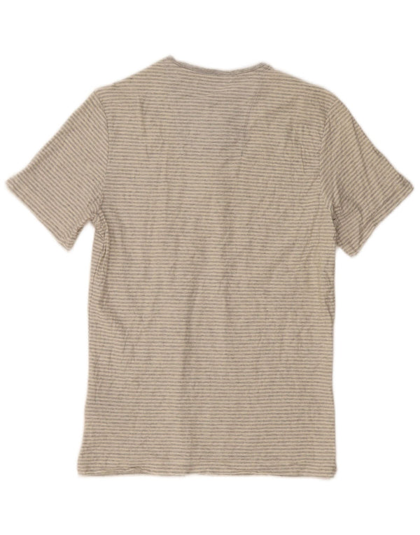 Barbour Mens T-Shirt Top Medium Grey Striped