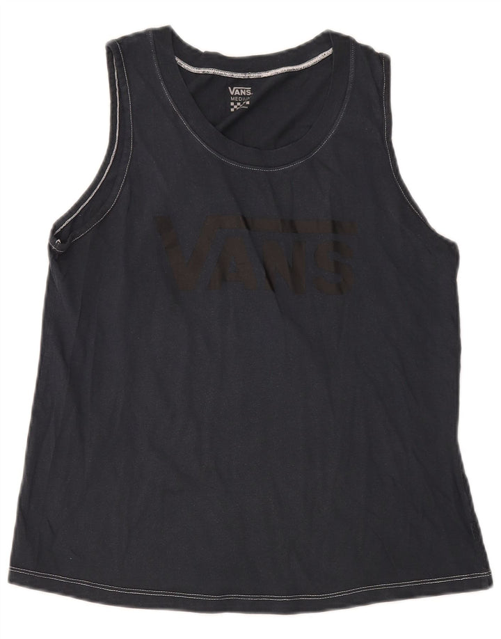 Vans Womens Graphic Vest Top UK 12 Medium Navy Blue