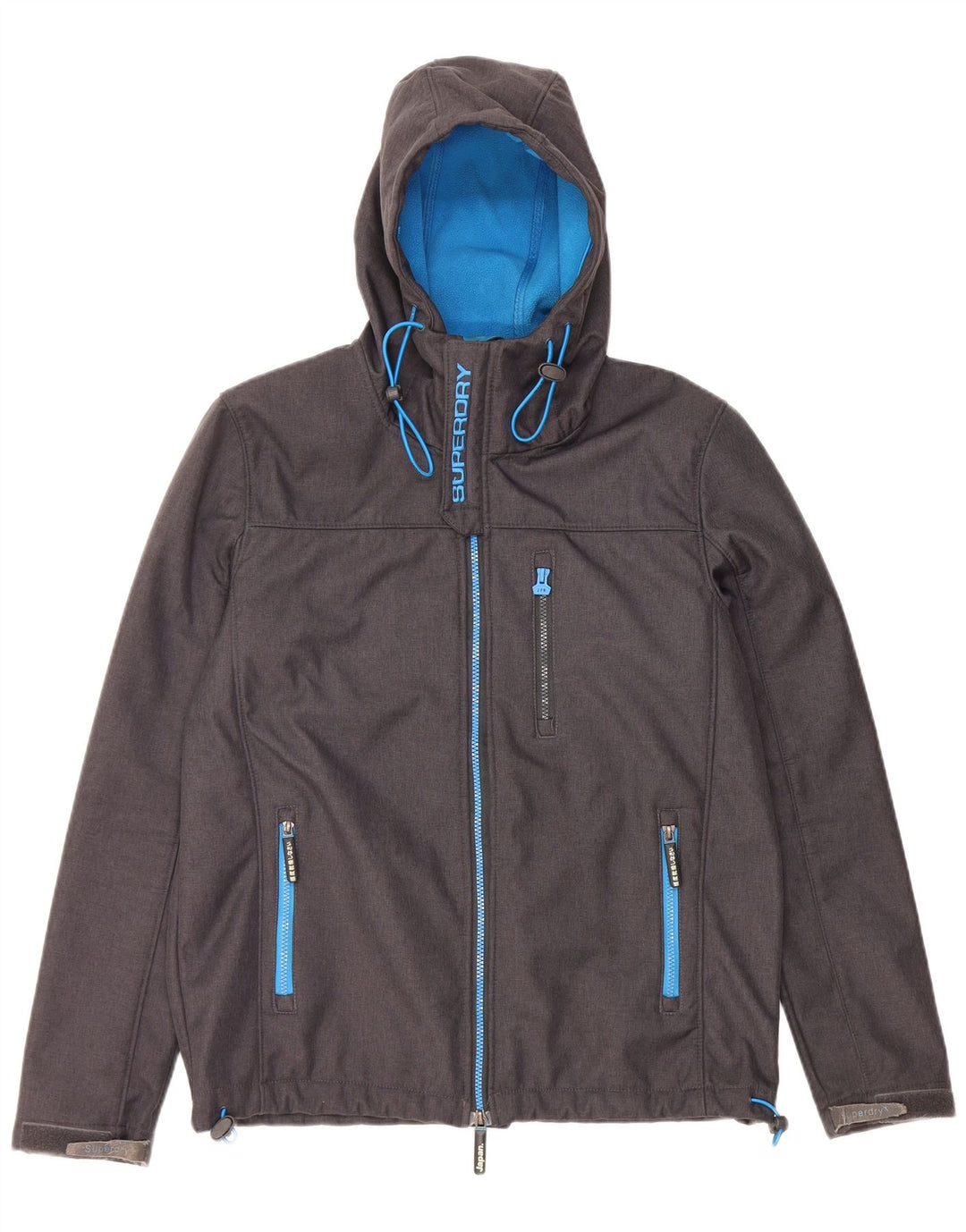 SUPERDRY Mens Graphic Hooded Windbreaker Jacket UK 42 XL Grey Polyester