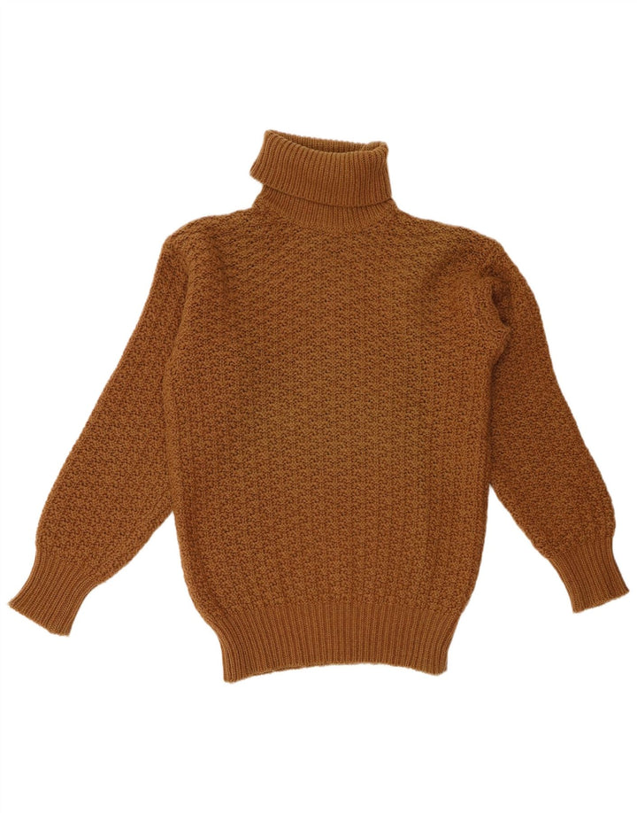 BENETTON Womens Roll Neck Jumper Sweater UK 12 Medium Brown Wool