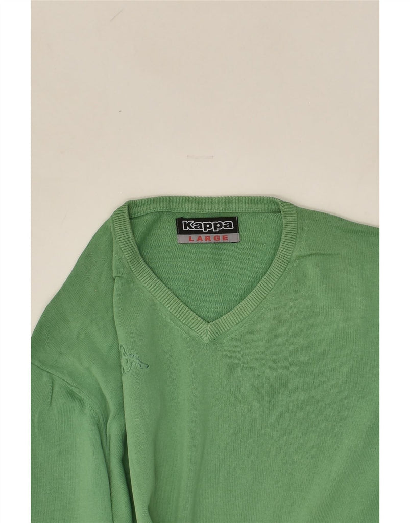 KAPPA Mens V-Neck Jumper Sweater Large Green Cotton | Vintage Kappa | Thrift | Second-Hand Kappa | Used Clothing | Messina Hembry 