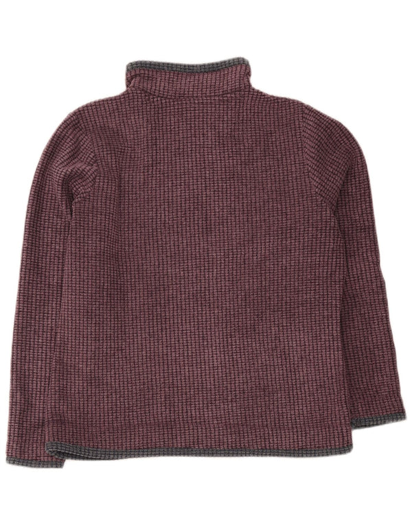 Weird Fish Womens Zip Neck Fleece Jumper UK 14 Large Burgundy Colourblock