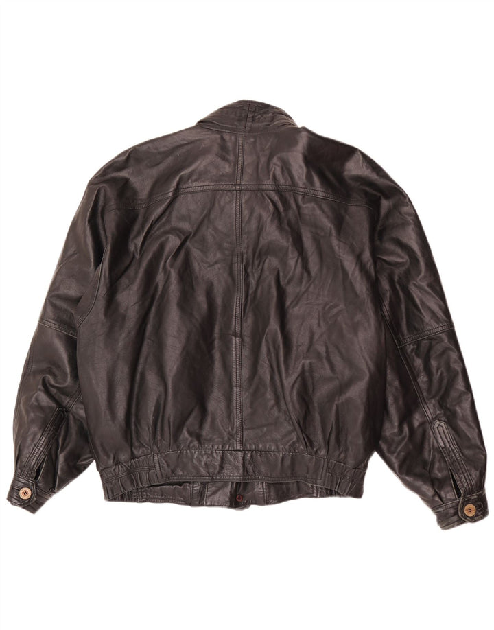 Vintage Mens Loose Fit Leather Jacket UK 38 Medium Black