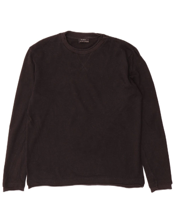 Zara Mens Crew Neck Jumper Sweater Medium Black