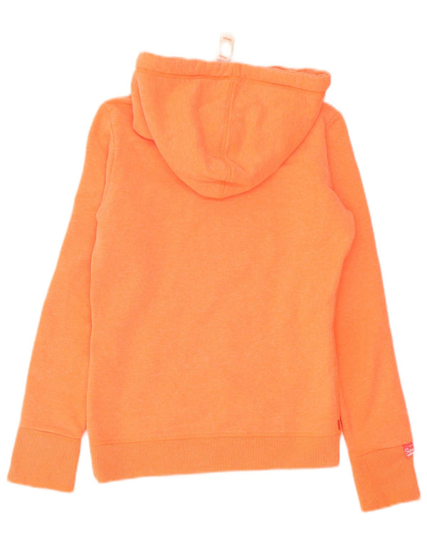Superdry Womens Graphic Hoodie Jumper UK 6 XS Orange Cotton