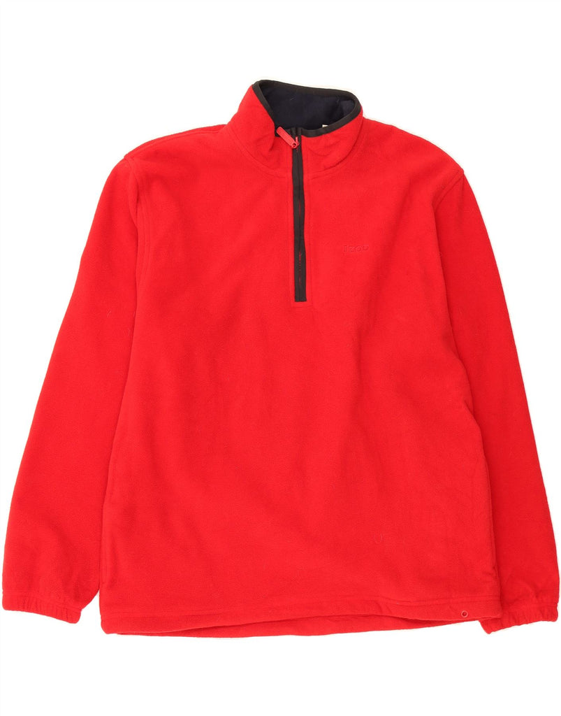 IZOD Mens Zip Neck Fleece Jumper Large Red Polyester Vintage Izod and Second-Hand Izod from Messina Hembry 