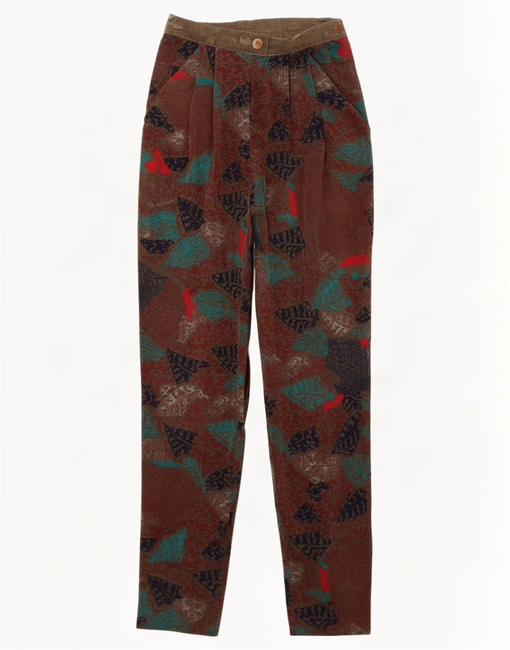 Vintage Womens Abstract Pattern Casual Trousers IT 44 Medium W26 L34 Brown