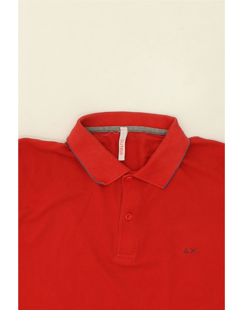 SUN68 Mens Polo Shirt Large Red Cotton | Vintage Sun68 | Thrift | Second-Hand Sun68 | Used Clothing | Messina Hembry 