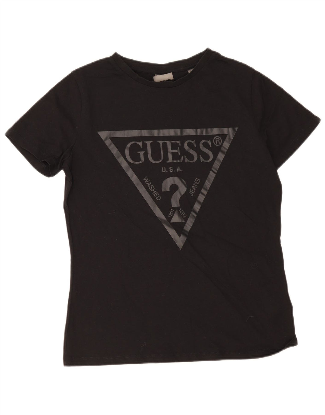 Guess Womens Graphic T-Shirt Top UK 12 Medium Black Cotton
