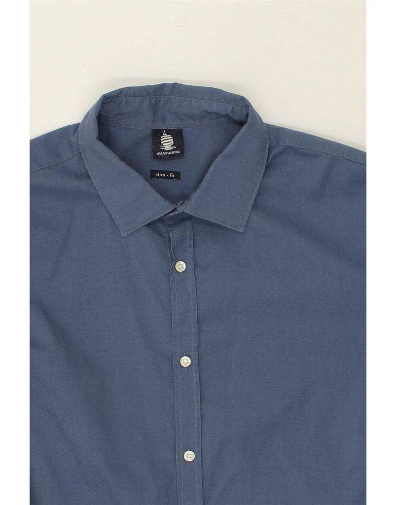 MARINA YACHTING Mens Slim Fit Shirt Size 42 Large Navy Blue Cotton Vintage Marina Yachting and Second-Hand Marina Yachting from Messina Hembry 